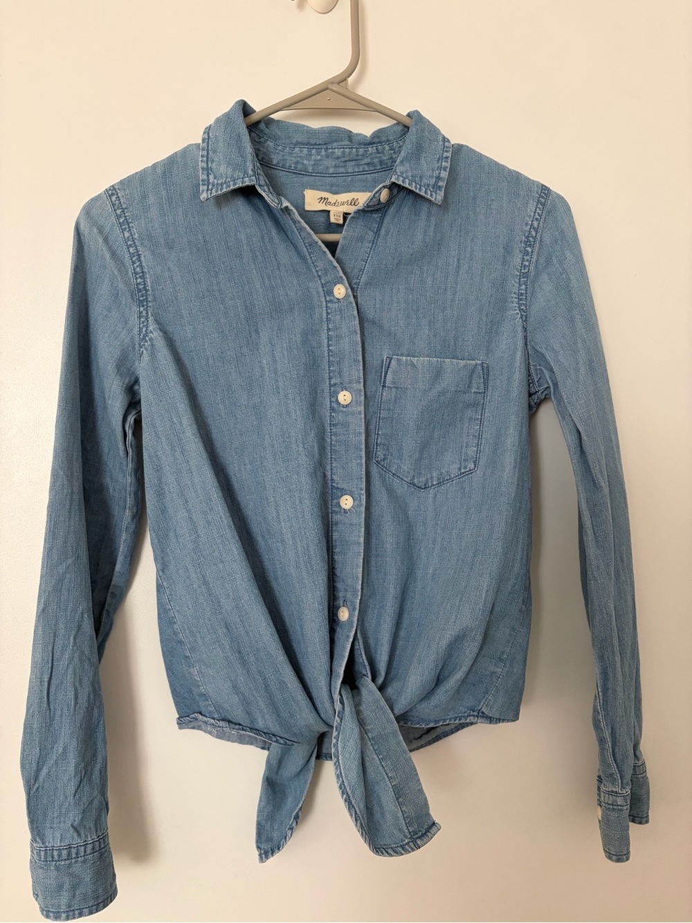 Madewell Light Blue Tie-Front Chambray Button-Down